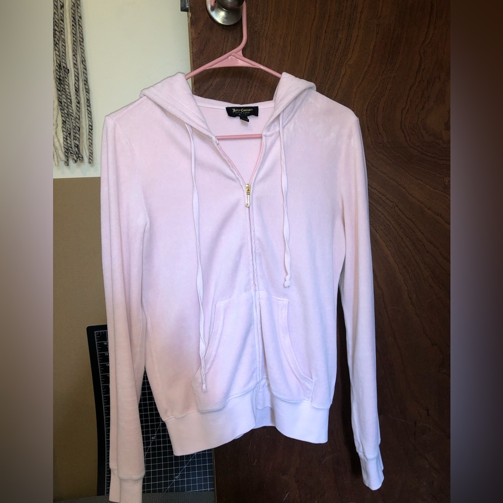 Authentic Juicy Couture Velour Zip Up Women’s Small Light Pink Y2K